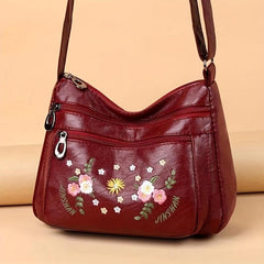 Flower Embroidery Crossbody Bag Women's Pocket Purse