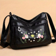 Flower Embroidery Crossbody Bag Women's Pocket Purse