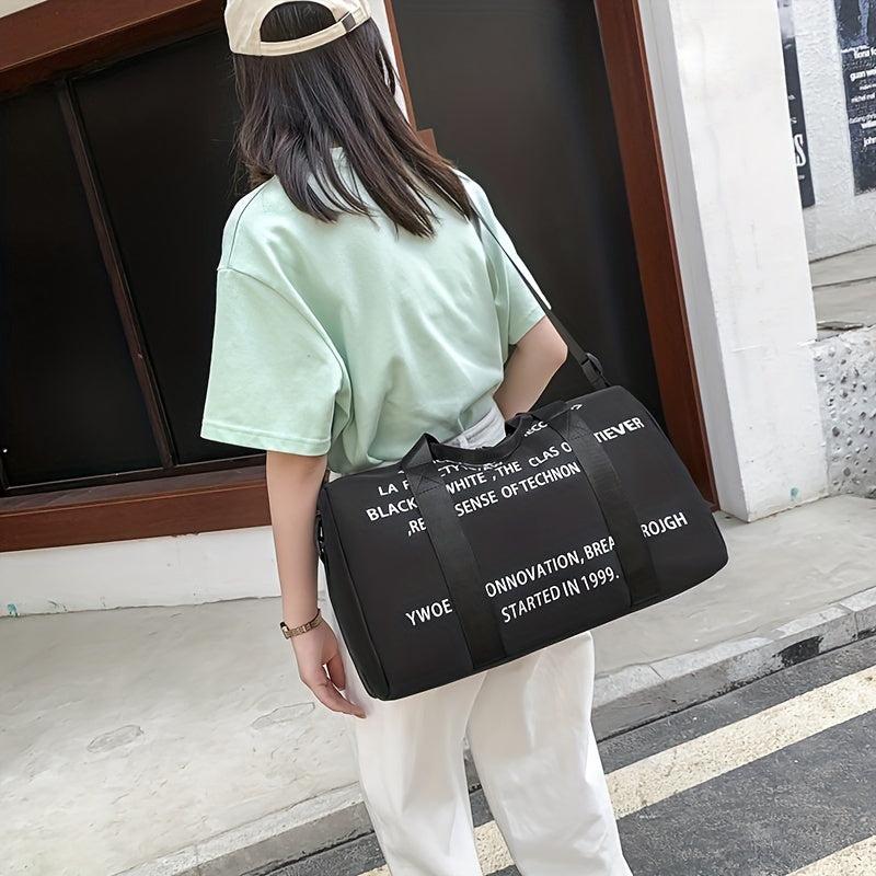Letter Pattern Sports Handbag Travel Duffle Bag Gym Bag