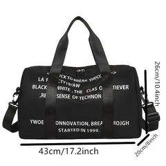 Letter Pattern Sports Handbag Travel Duffle Bag Gym Bag