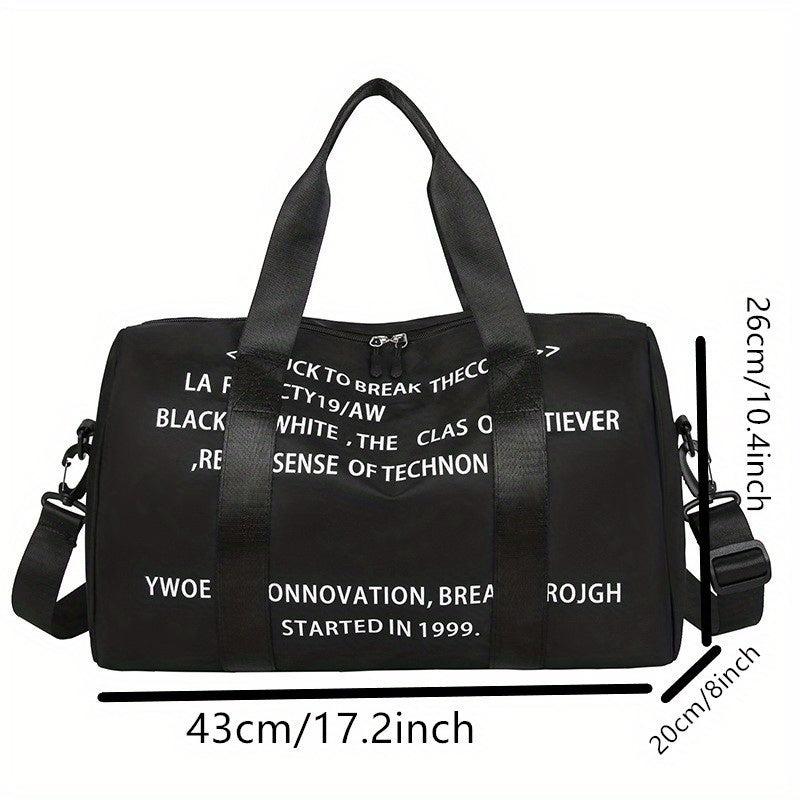 Letter Pattern Sports Handbag Travel Duffle Bag Gym Bag