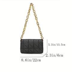 Argyle Quilted Crossbody Bag with Acrylic Chain - Square Purse