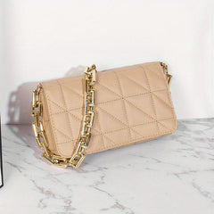 Argyle Quilted Crossbody Bag with Acrylic Chain - Square Purse