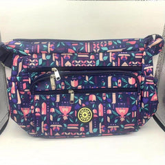 Floral Pattern Zipper Shoulder Bag Large Capacity Crossbody Bag