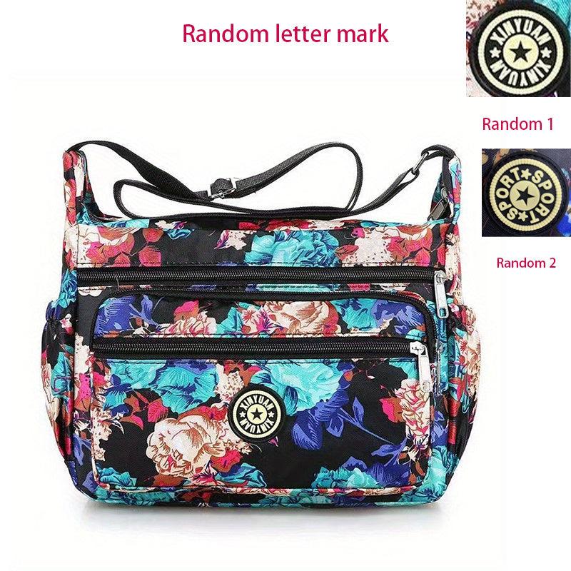 Floral Pattern Zipper Shoulder Bag Large Capacity Crossbody Bag