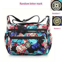 Floral Pattern Zipper Shoulder Bag Large Capacity Crossbody Bag