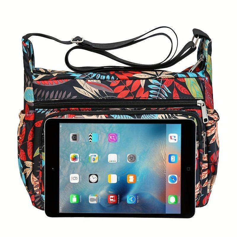 Floral Pattern Zipper Shoulder Bag Large Capacity Crossbody Bag