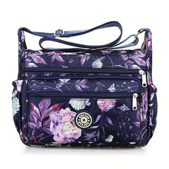 Floral Pattern Zipper Shoulder Bag Large Capacity Crossbody Bag