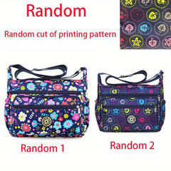 Floral Pattern Zipper Shoulder Bag Large Capacity Crossbody Bag