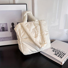Minimalist Puffer Quilted Shoulder Bag Solid Storage Bag