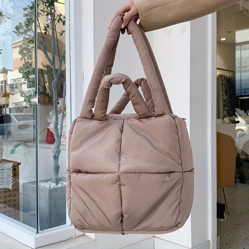 Minimalist Puffer Quilted Shoulder Bag Solid Storage Bag