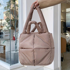 Minimalist Puffer Quilted Shoulder Bag Solid Storage Bag