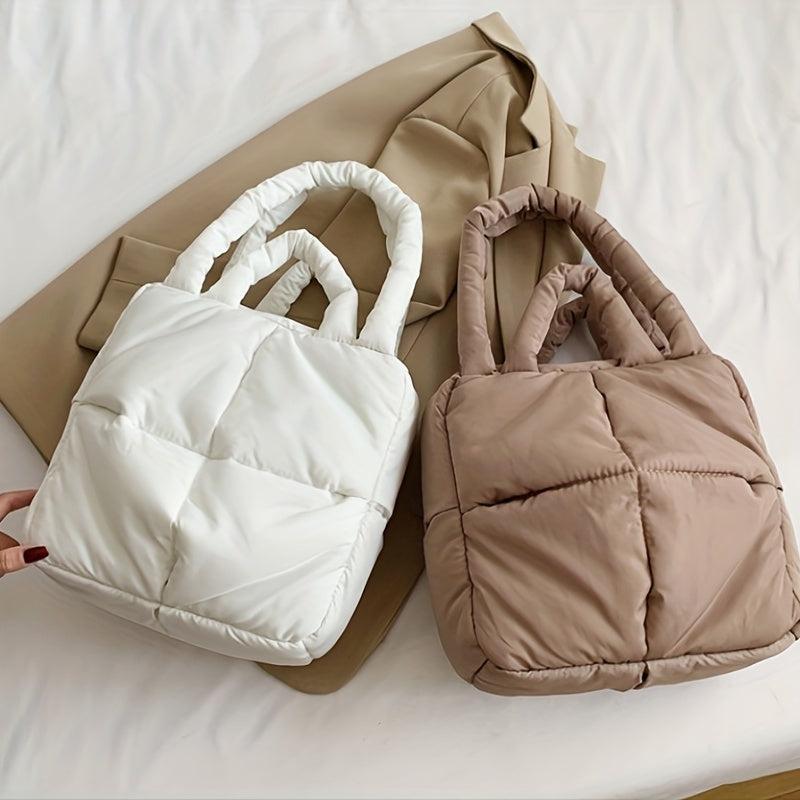 Minimalist Puffer Quilted Shoulder Bag Solid Storage Bag