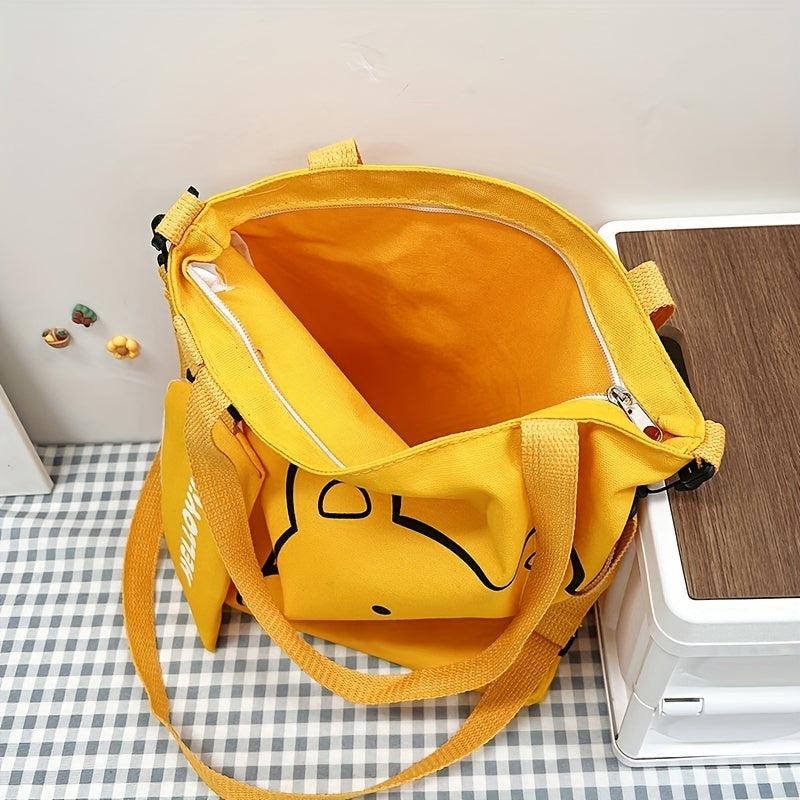Cartoon Bear Shoulder Bag with Little Pouch
