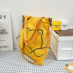 Cartoon Bear Shoulder Bag with Little Pouch