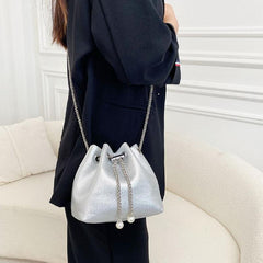 Bucket Bag Faux Leather Chain Shoulder Bag