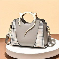 Classic Plaid Pattern Tote Satchel Bag Shoulder Handbag