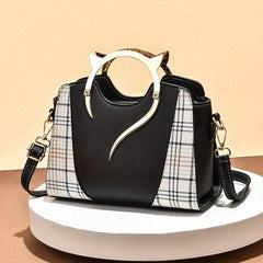 Classic Plaid Pattern Tote Satchel Bag Shoulder Handbag