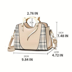 Classic Plaid Pattern Tote Satchel Bag Shoulder Handbag