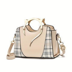 Classic Plaid Pattern Tote Satchel Bag Shoulder Handbag