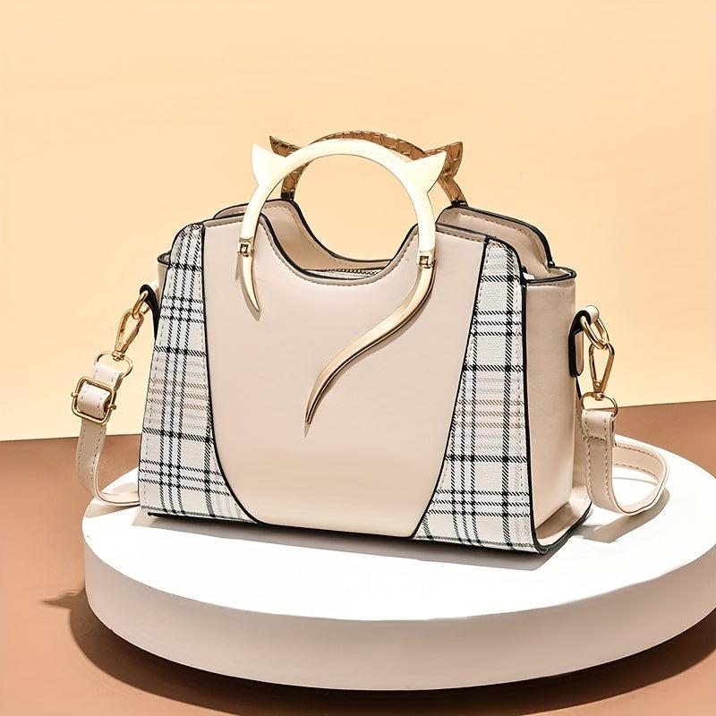 Classic Plaid Pattern Tote Satchel Bag Shoulder Handbag