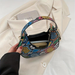 Vintage Snakeskin Pattern Hobo Bag Faux Leather Handbag Women's Purse