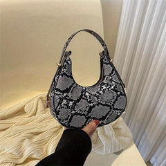 Vintage Snakeskin Pattern Hobo Bag Faux Leather Handbag Women's Purse