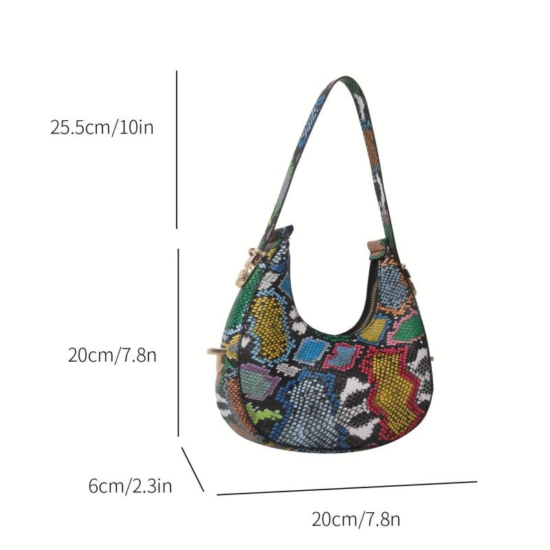 Vintage Snakeskin Pattern Hobo Bag Faux Leather Handbag Women's Purse
