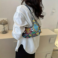 Vintage Snakeskin Pattern Hobo Bag Faux Leather Handbag Women's Purse