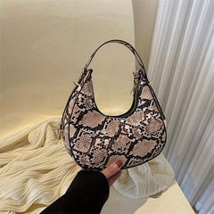Vintage Snakeskin Pattern Hobo Bag Faux Leather Handbag Women's Purse