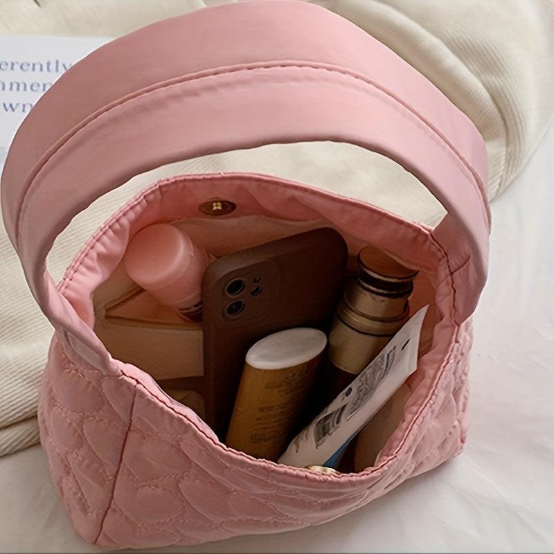 Heart Quilted Square Underarm Bag Shoulder Bag Women's All Match Handbag & Purse