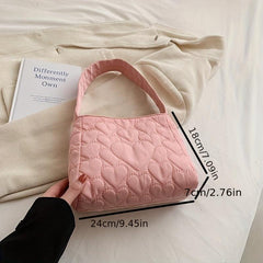 Heart Quilted Square Underarm Bag Shoulder Bag Women's All Match Handbag & Purse
