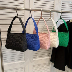 Heart Quilted Square Underarm Bag Shoulder Bag Women's All Match Handbag & Purse