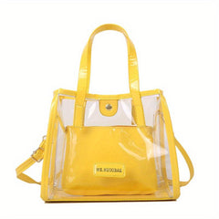 2pcs Clear Waterproof Crossbody Bag Set PVC Textured Tote Bag Lightweight