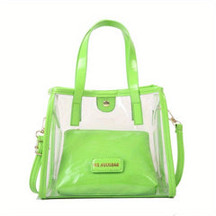 2pcs Clear Waterproof Crossbody Bag Set PVC Textured Tote Bag Lightweight