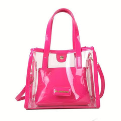 2pcs Clear Waterproof Crossbody Bag Set PVC Textured Tote Bag Lightweight