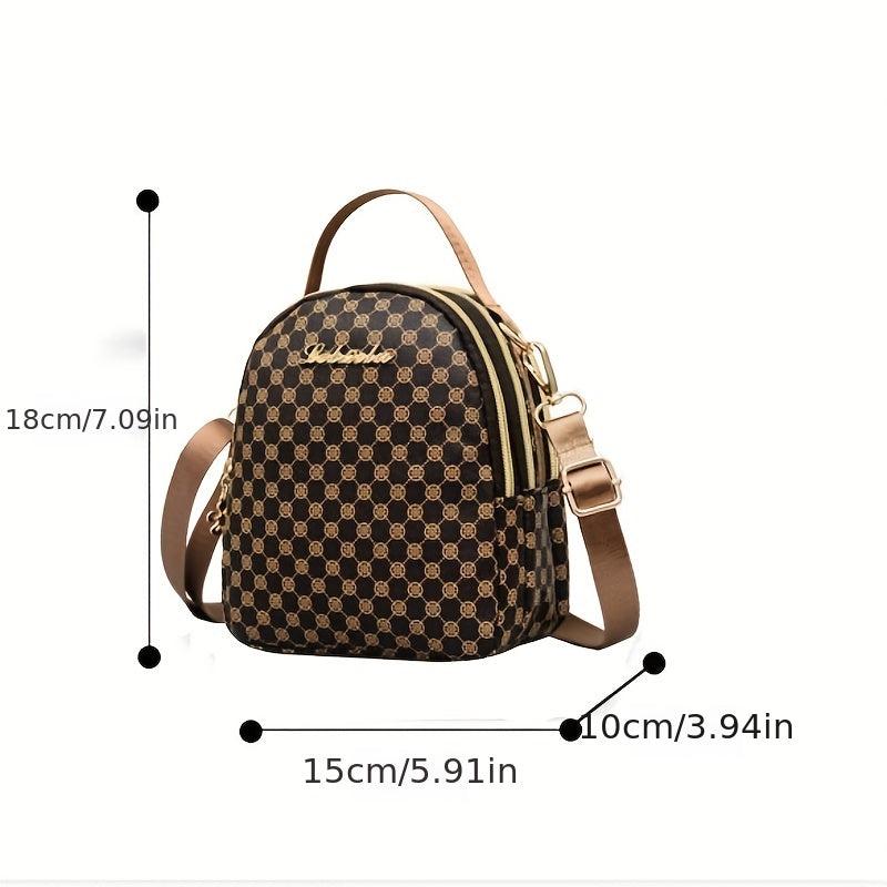 Vintage Shoulder Bag Classic Pattern Satchel Bag All Match Zipper Crossbody Bag