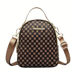 Vintage Shoulder Bag Classic Pattern Satchel Bag All Match Zipper Crossbody Bag