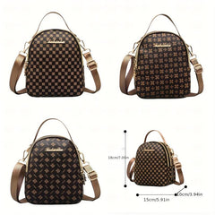 Vintage Shoulder Bag Classic Pattern Satchel Bag All Match Zipper Crossbody Bag