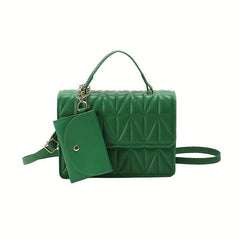 Solid Flap Shoulder Bag PU Leather Square Crossbody Bag