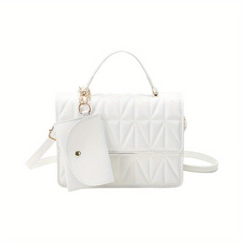 Solid Flap Shoulder Bag PU Leather Square Crossbody Bag