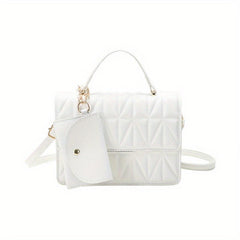 Solid Flap Shoulder Bag PU Leather Square Crossbody Bag