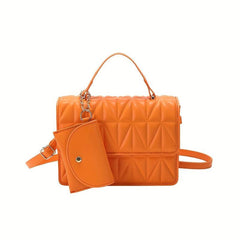 Solid Flap Shoulder Bag PU Leather Square Crossbody Bag