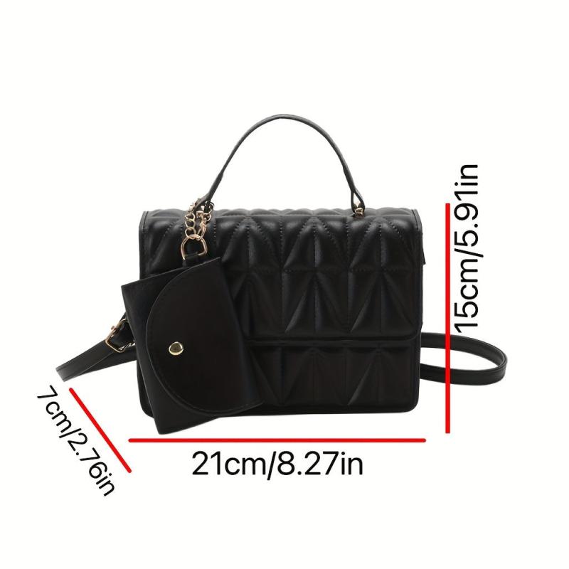 Solid Flap Shoulder Bag PU Leather Square Crossbody Bag