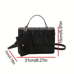 Solid Flap Shoulder Bag PU Leather Square Crossbody Bag