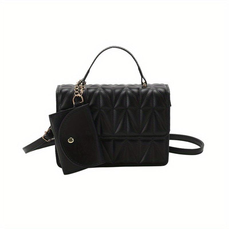 Solid Flap Shoulder Bag PU Leather Square Crossbody Bag