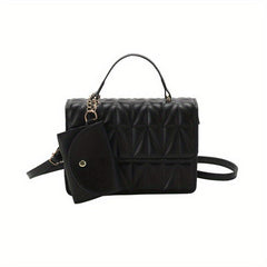 Solid Flap Shoulder Bag PU Leather Square Crossbody Bag