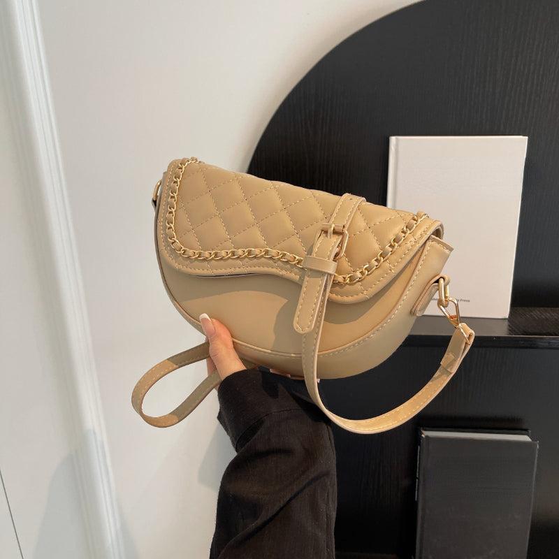 Quilted Crossbody Saddle Bag Shoulder Bag - Women's Handbag