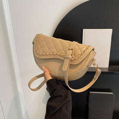 Quilted Crossbody Saddle Bag Shoulder Bag - Women's Handbag