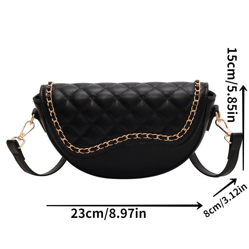 Quilted Crossbody Saddle Bag Shoulder Bag - Women's Handbag